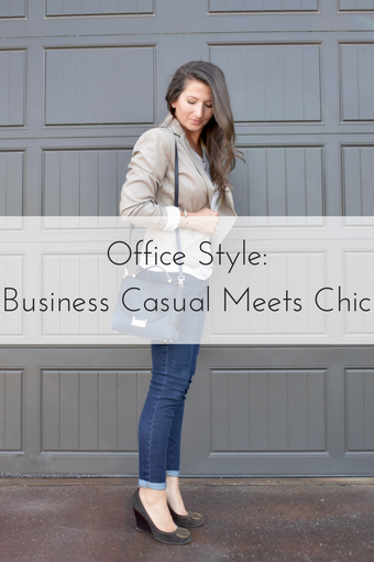 Business Casual Meets Chic - Cathedrals and Cafes Blog - Office Style - Blazer - Denim - Wedges - H&M - Tory Burch - Kate Spade NY