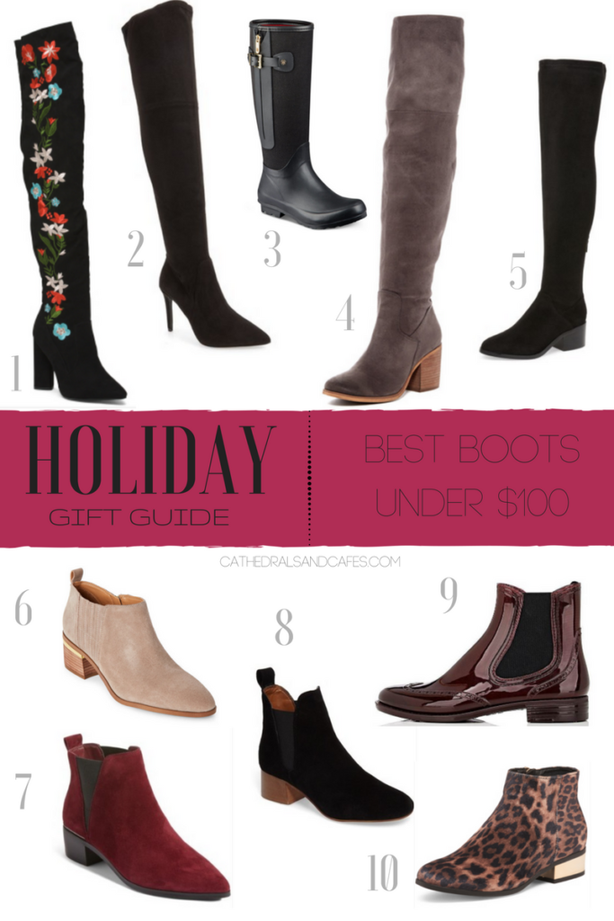 Holiday Gift Guide_ Best Boots under $100 _ Cathedrals and Cafes Blog _Shopping _ Christmas _ Gifts _ Gift Guide _ Over the knee boots _ booties