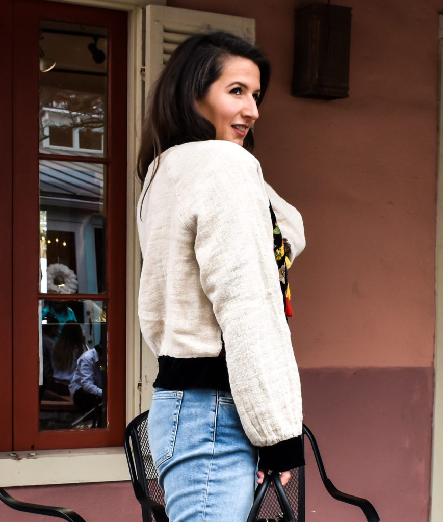 Velvet Embroidered Bomber Jacket | Cathedrals and Cafes Blog