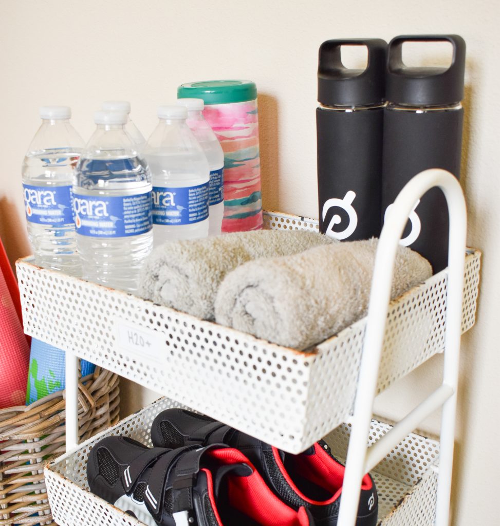 How to Create an Easy Guest Bedroom Spin Station | Peloton Accessories Organization | Home Gym | Cathedrals and Cafes Blog