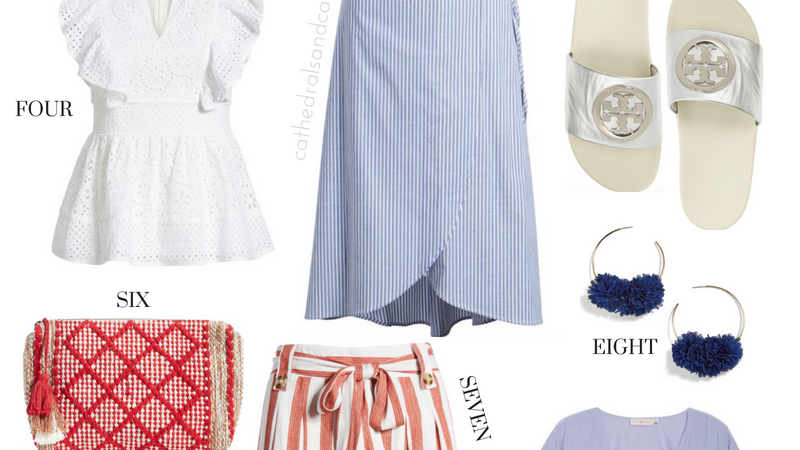 4th of July Style Edit _ Summer Style _ Summer Fashion _ Summer Dresses _ Bucket Bag _ Ruffle Dress _ Independence Day Fashion _ Cathedrals and Cafes Blog