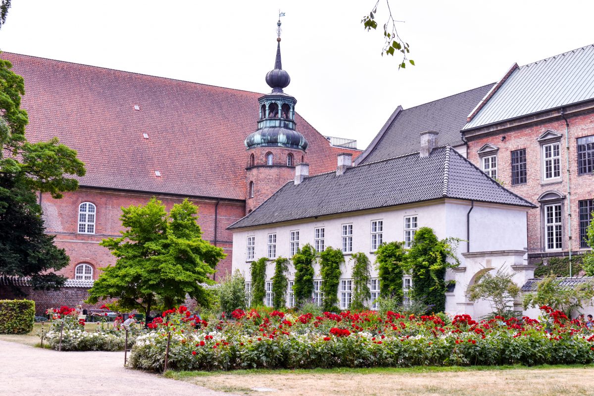 Beautiful lush gardens outside the Jewish museum in Copenhagen Denmark