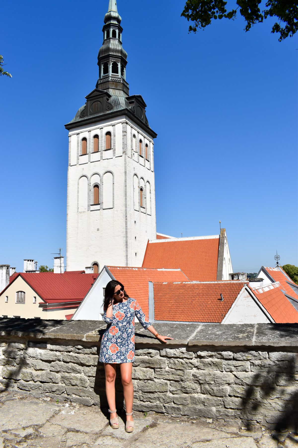 Erin wears a shift dress in Tallinn Estonia