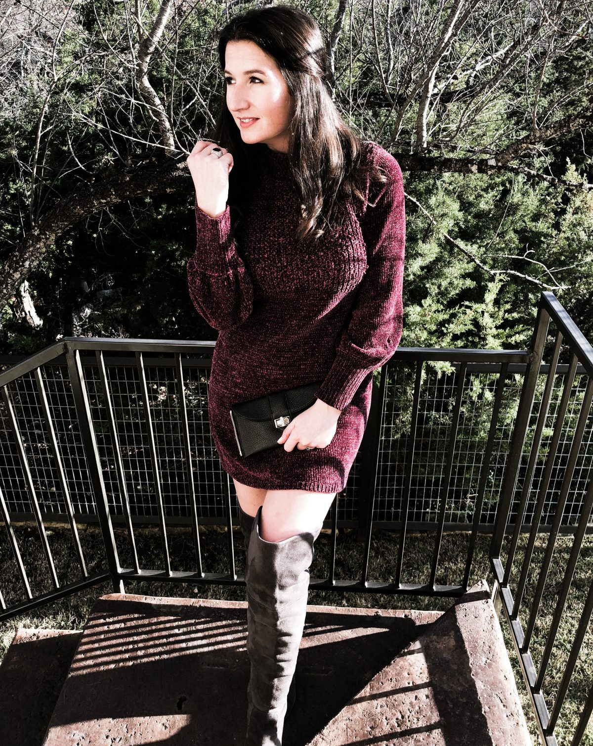Styling OTK Boots with sweater dresses on CathedralsandCafes.com