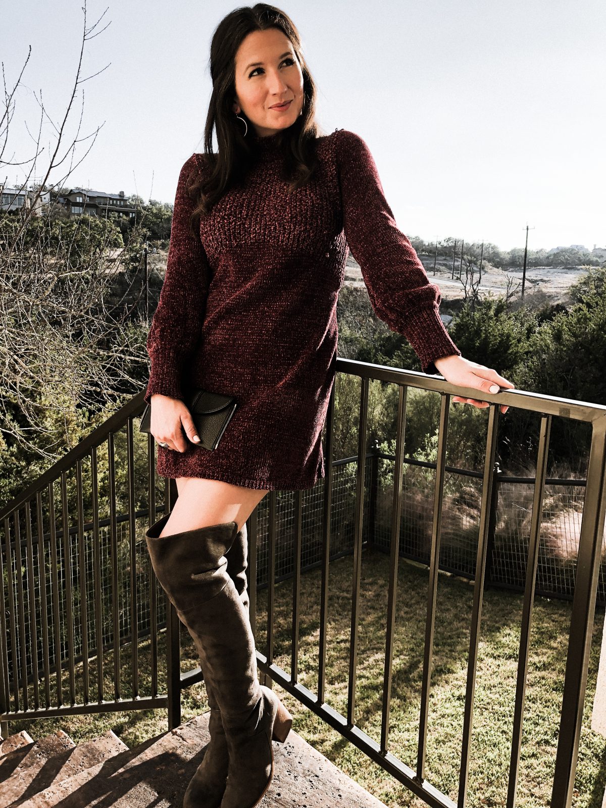 How to Wear OTK Boots with a Sweater Dress on CathedralsandCafes.com
