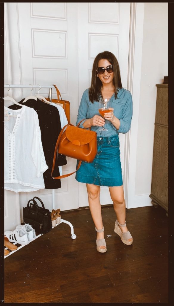 4 Denim Skirt Outfits Perfect for Rosé All Day | Cathedrals & Cafes Blog