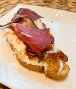 Cicchetti: Coppa and fig crostini with ricotta | Cathedrals & Cafes Blog