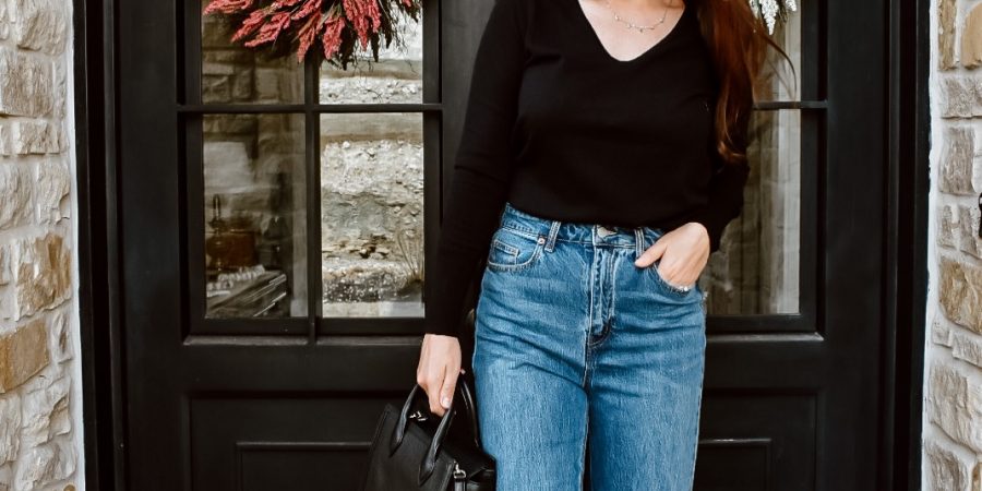NIC+ZOE V-Neck Sweater Outfit | Cathedrals & Cafes Blog