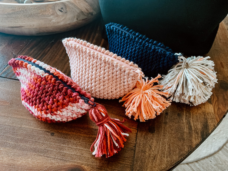 Crochet Pom Pom Zip Pouch | Cathedrals & Cafes Blog