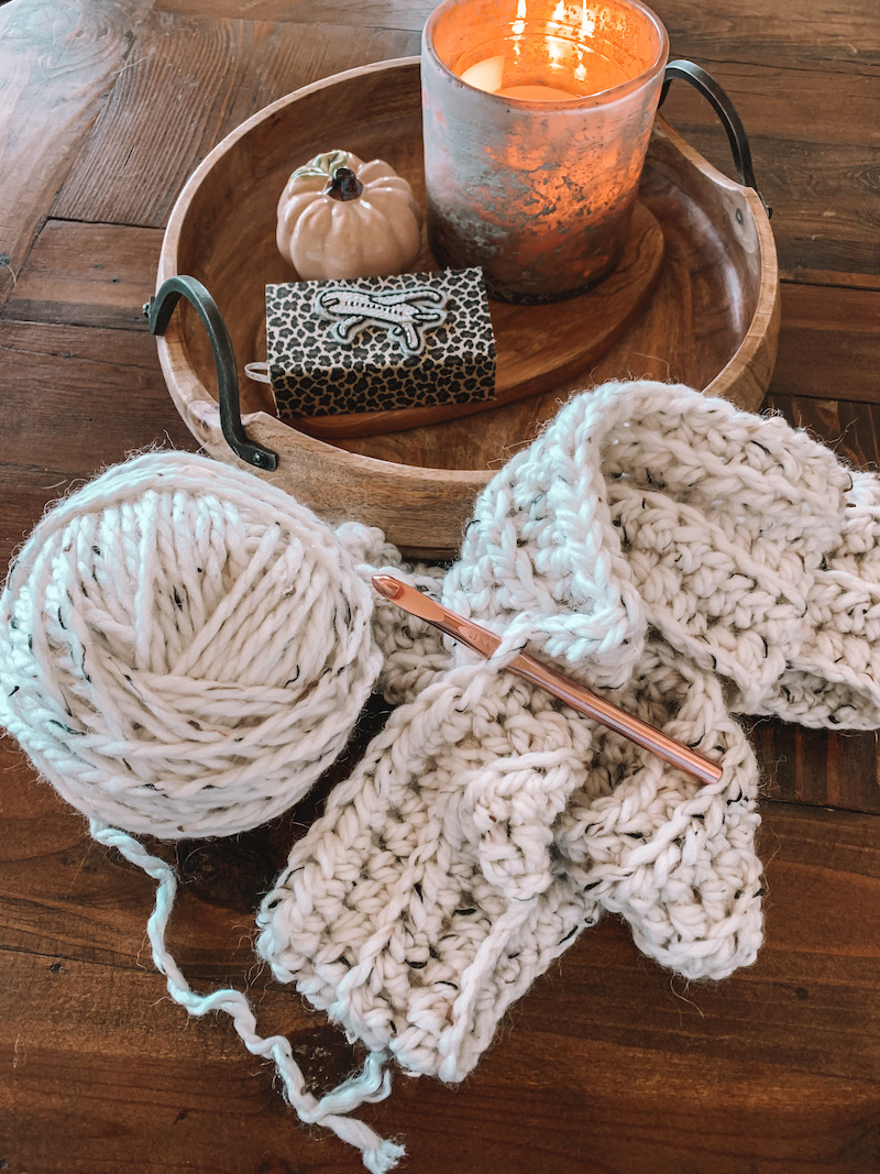 Crochet Pom Pom Scarf | Cathedrals & Cafes Blog