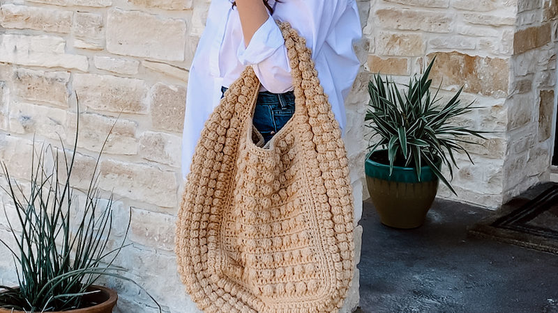 Crochet Bobble Stitch Hobo Bag | Cathedrals & Cafes Blog