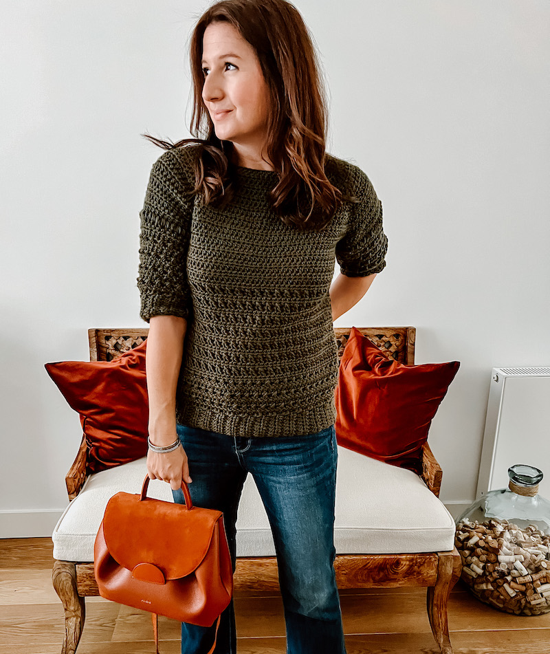 Olive Green Crochet Sweater | Cathedrals & Cafes Blog