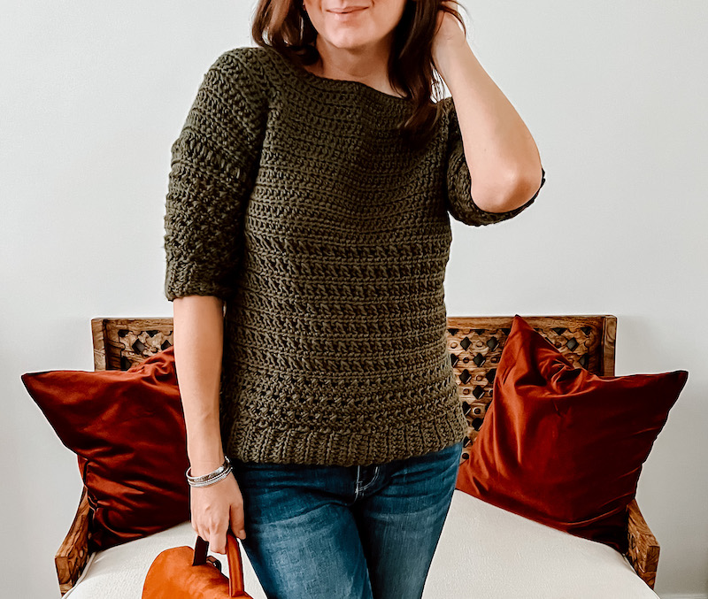 Olive Green Crochet Sweater | Cathedrals & Cafes Blog