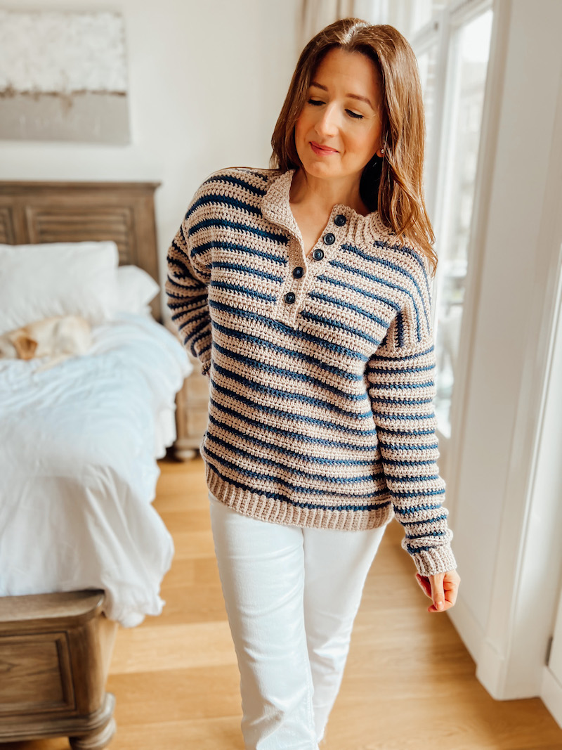 Marinière Striped Henley | Crochet Sweater | Cathedrals & Cafes Blog