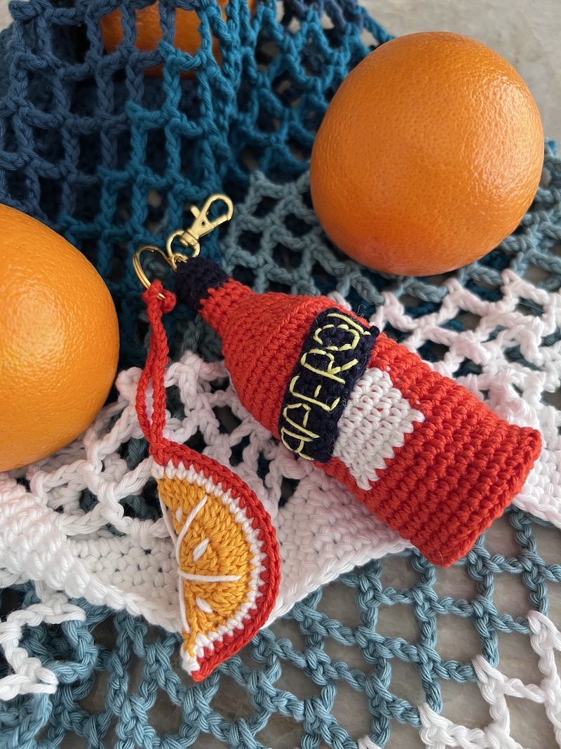 Aperol Crochet Bag Charm | Designed by Cathedrals & Cafes