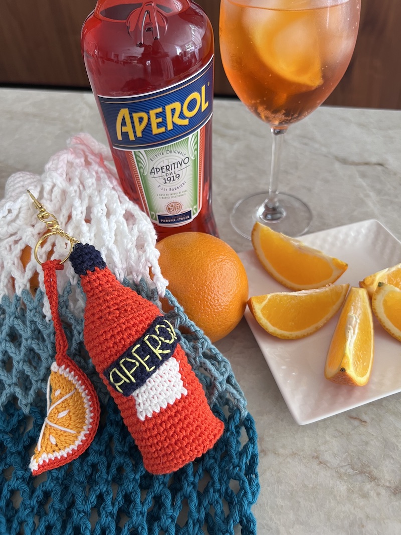 Aperol Crochet Bag Charm | Designed by Cathedrals & Cafes